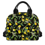 Lemon And Flower Pattern Print Insulated Lunch Bag