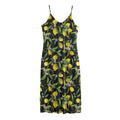 Lemon And Flower Pattern Print Jersey Midi Cami Dress