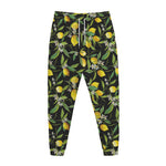 Lemon And Flower Pattern Print Jogger Pants