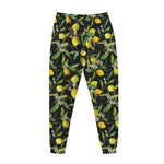 Lemon And Flower Pattern Print Jogger Pants