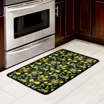 Lemon And Flower Pattern Print Kitchen Mat
