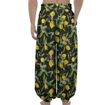 Lemon And Flower Pattern Print Lantern Pants