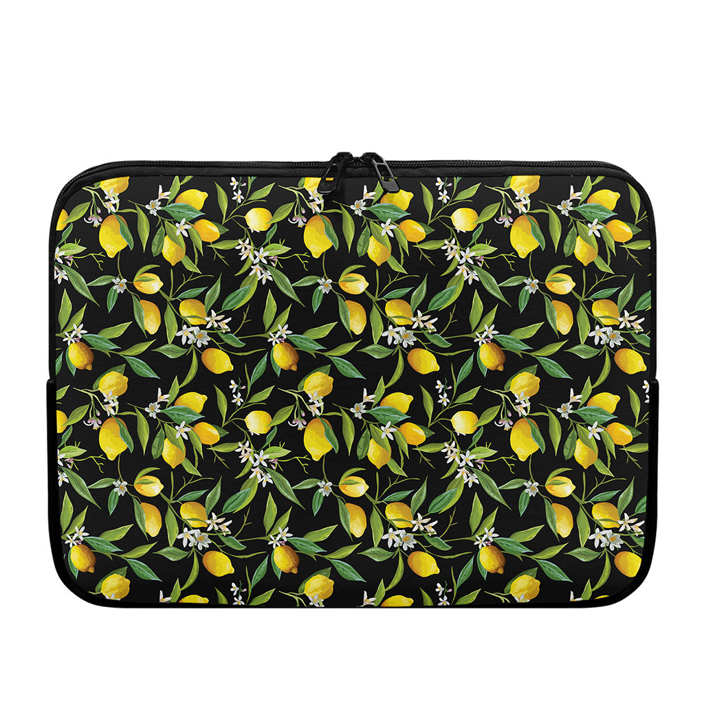 Lemon And Flower Pattern Print Laptop Sleeve