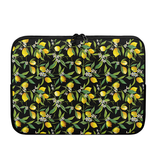 Lemon And Flower Pattern Print Laptop Sleeve