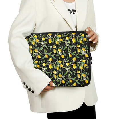 Lemon And Flower Pattern Print Laptop Sleeve