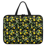 Lemon And Flower Pattern Print Laptop Sleeve With Handle