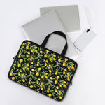 Lemon And Flower Pattern Print Laptop Sleeve With Handle