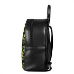 Lemon And Flower Pattern Print Leather Backpack