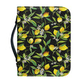 Lemon And Flower Pattern Print Leather Bible Cover