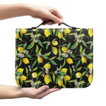 Lemon And Flower Pattern Print Leather Bible Cover