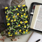 Lemon And Flower Pattern Print Leather Bible Cover