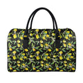 Lemon And Flower Pattern Print Leather Duffel Bag