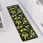 Lemon And Flower Pattern Print Long Kitchen Mat