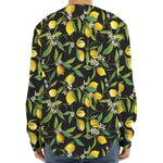 Lemon And Flower Pattern Print Long Sleeve Baseball Jersey