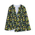 Lemon And Flower Pattern Print Long Sleeve Short Coat