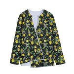 Lemon And Flower Pattern Print Long Sleeve Short Coat