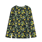 Lemon And Flower Pattern Print Long Sleeve Short Coat