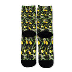 Lemon And Flower Pattern Print Long Socks
