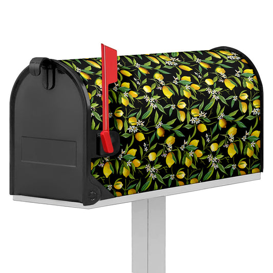Lemon And Flower Pattern Print Mailbox Cover