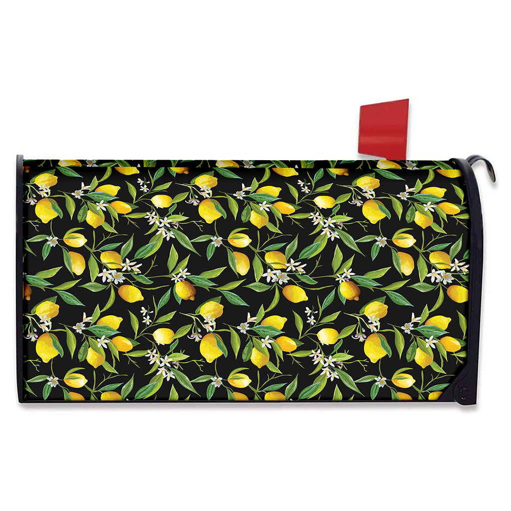 Lemon And Flower Pattern Print Mailbox Cover