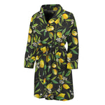 Lemon And Flower Pattern Print Men's Bathrobe