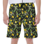 Lemon And Flower Pattern Print Men's Beach Shorts