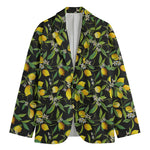 Lemon And Flower Pattern Print Men's Blazer