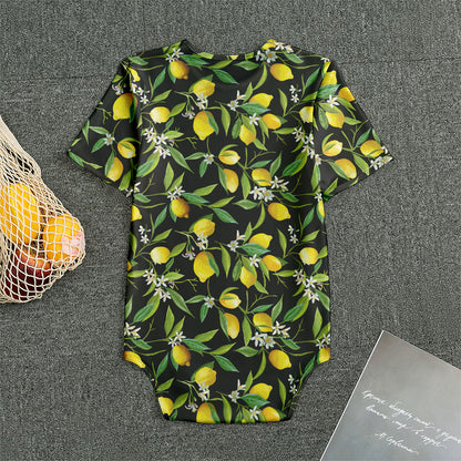 Lemon And Flower Pattern Print Men's Bodysuit