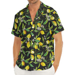 Lemon And Flower Pattern Print Men's Deep V-Neck Shirt