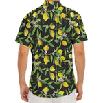 Lemon And Flower Pattern Print Men's Deep V-Neck Shirt