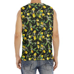 Lemon And Flower Pattern Print Men's Fitness Tank Top