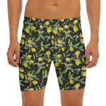 Lemon And Flower Pattern Print Men's Long Boxer Briefs
