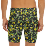 Lemon And Flower Pattern Print Men's Long Boxer Briefs