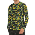Lemon And Flower Pattern Print Men's Long Sleeve Rash Guard