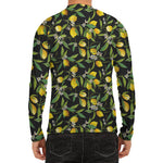 Lemon And Flower Pattern Print Men's Long Sleeve Rash Guard
