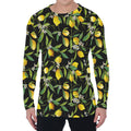 Lemon And Flower Pattern Print Men's Long Sleeve T-Shirt