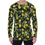 Lemon And Flower Pattern Print Men's Long Sleeve T-Shirt