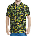 Lemon And Flower Pattern Print Men's Polo Shirt