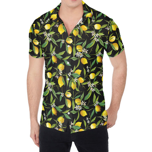 Lemon And Flower Pattern Print Men's Shirt