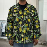 Lemon And Flower Pattern Print Men's Shirt Jacket