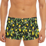 Lemon And Flower Pattern Print Men's Short Boxer Briefs