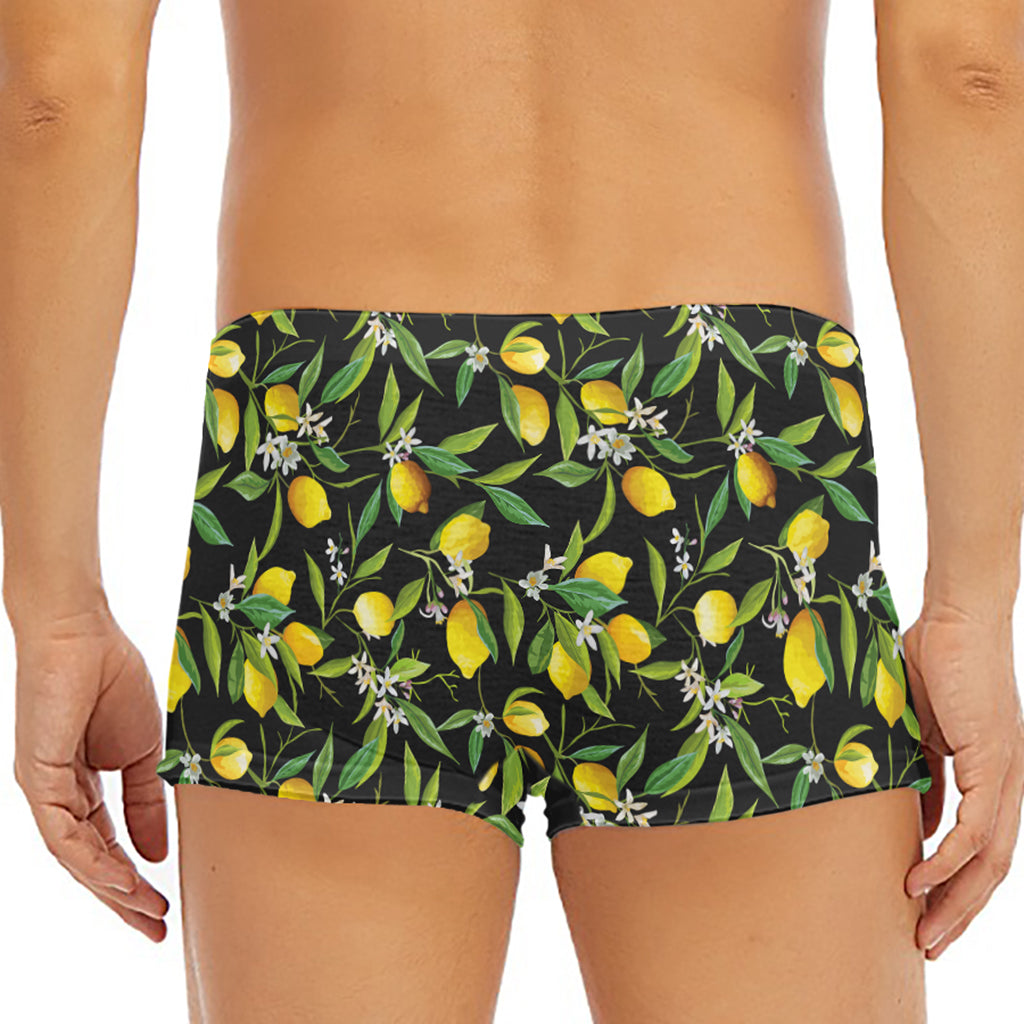Lemon And Flower Pattern Print Men's Short Boxer Briefs