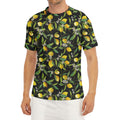 Lemon And Flower Pattern Print Men's Short Sleeve Rash Guard