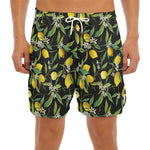 Lemon And Flower Pattern Print Men's Split Running Shorts
