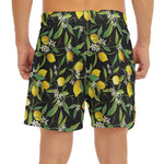 Lemon And Flower Pattern Print Men's Split Running Shorts