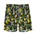 Lemon And Flower Pattern Print Men's Athletic Shorts