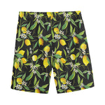 Lemon And Flower Pattern Print Men's Sports Shorts
