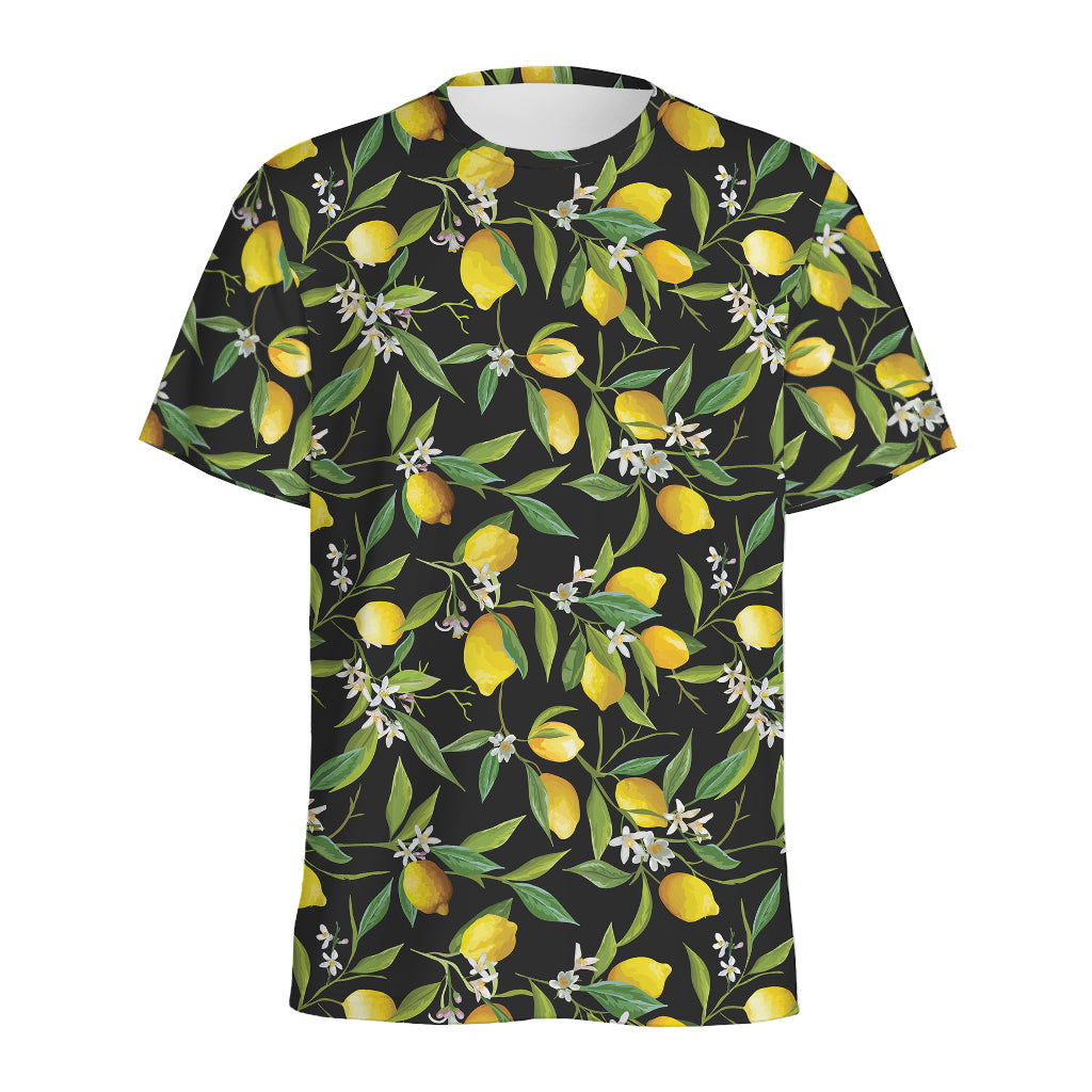 Lemon And Flower Pattern Print Men's Sports T-Shirt