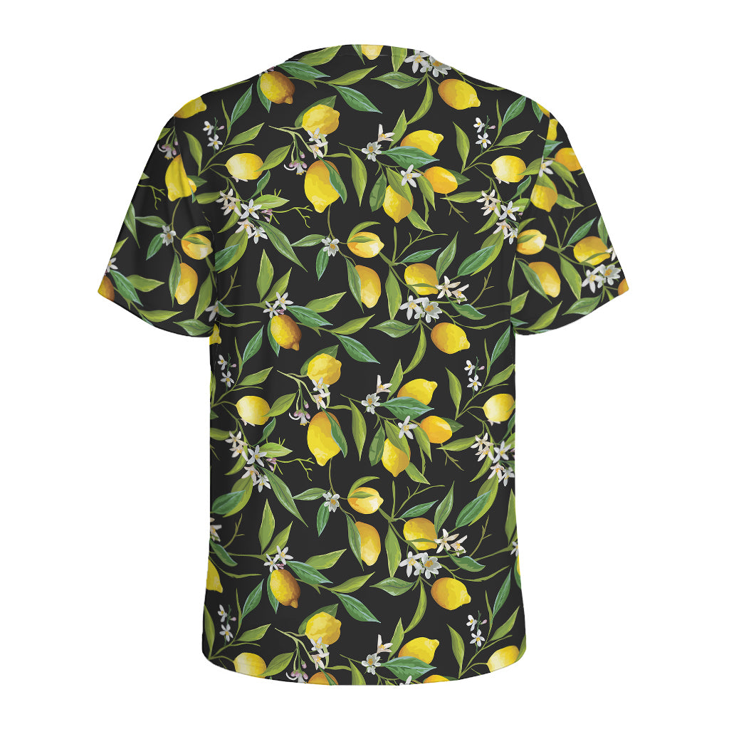 Lemon And Flower Pattern Print Men's Sports T-Shirt