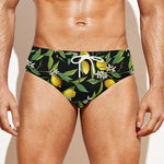 Lemon And Flower Pattern Print Men's Swim Briefs